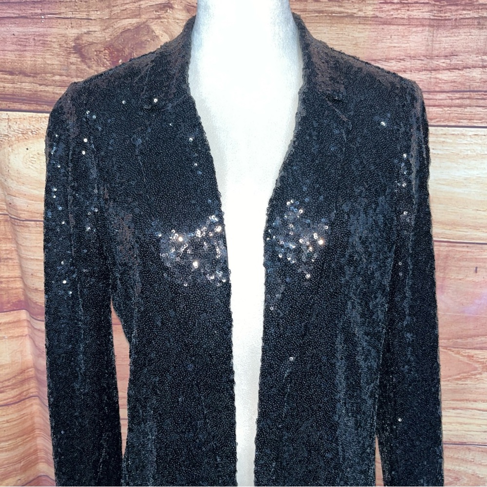 Express Black Sequin Blazer Jacket Women's Size M - Picture 2 of 7